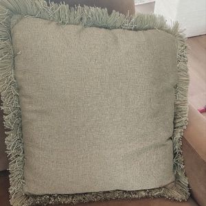 SAGE GREEN FRINGE PILLOW